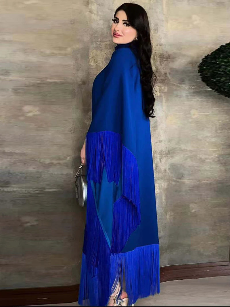 Batwing Sleeve Tassel Kaftan Light Apricot Eid Al Adha Party Evening Dresses