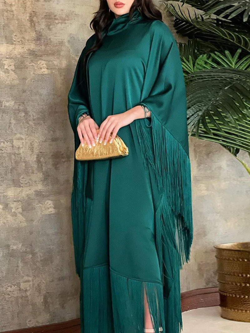 Batwing Sleeve Tassel Kaftan Light Apricot Eid Al Adha Party Evening Dresses