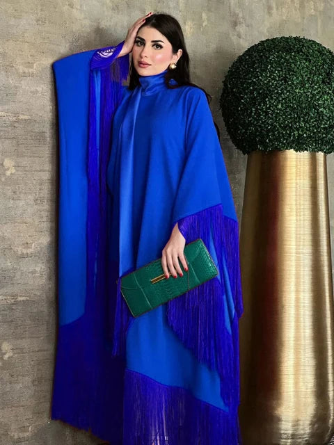 Batwing Sleeve Tassel Kaftan Light Apricot Eid Al Adha Party Evening Dresses