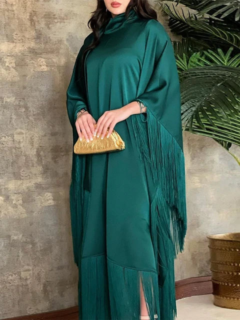 Batwing Sleeve Tassel Kaftan Light Apricot Eid Al Adha Party Evening Dresses